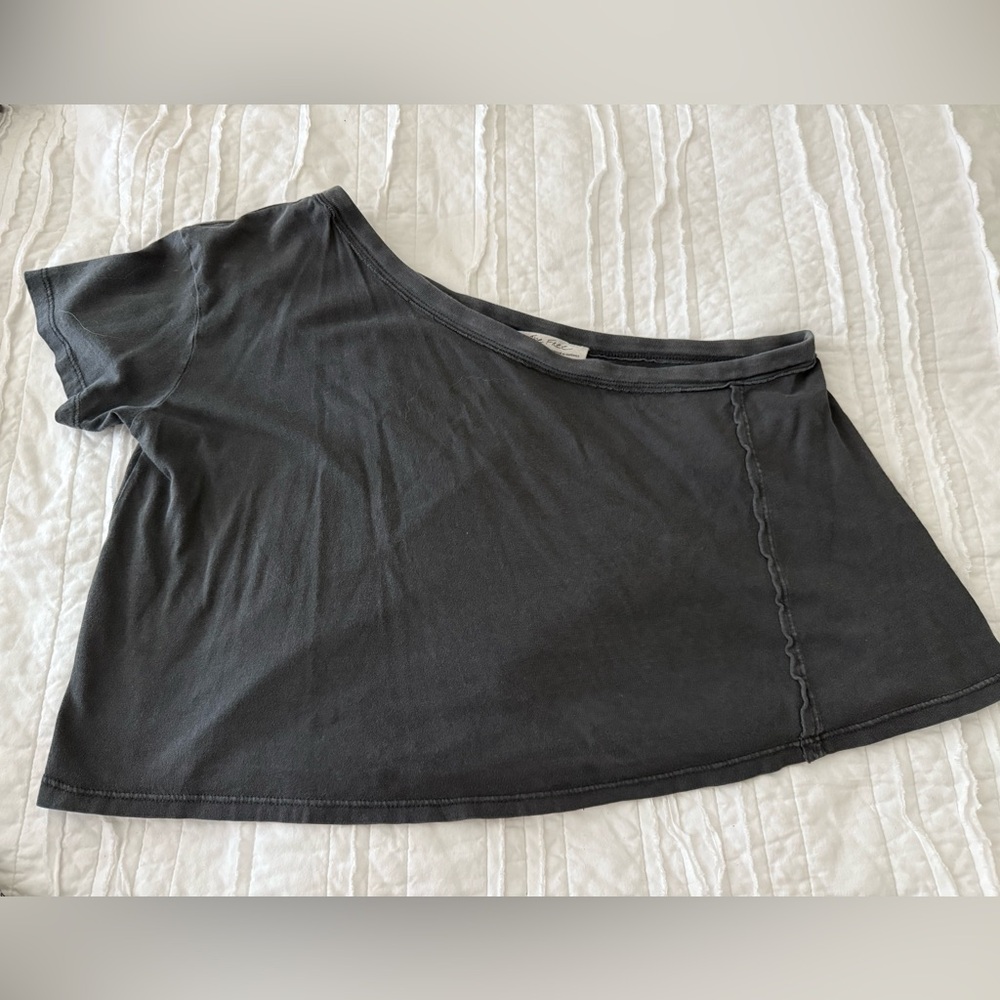 Free People Aubrey Tee. One Shoulder Cropped